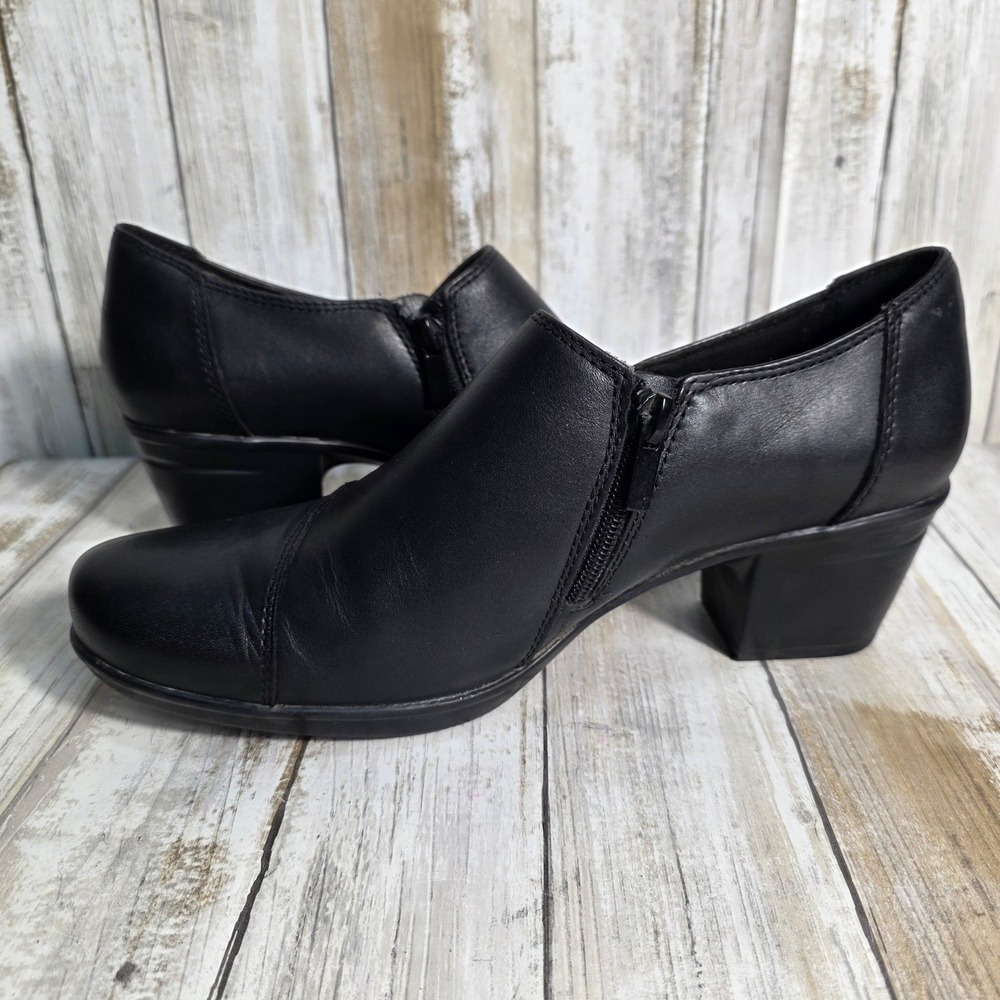 Clarks Collection Womens Black Leather Heeled Booties Shooties Size 9 M 26128442 - Picture 8 of 12
